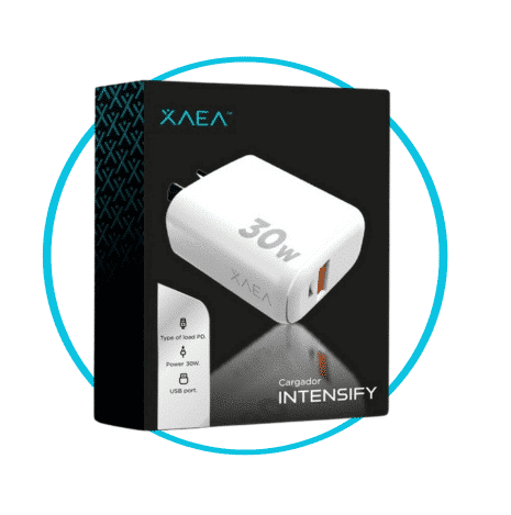 ADAPTADOR CARGADOR XAEA INTENSIFY 30W 1 USB TIPO C sin cable